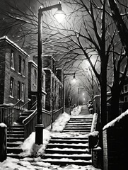 Snowy Urban Chill: Black & White Winter Cityscapes