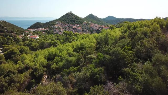 Aerial view of Lastovo island, Croatia.