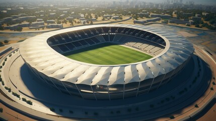 Soccer or Football Stadium in Daytime - Aerial - obrazy, fototapety, plakaty