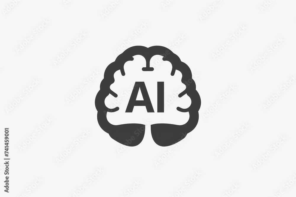Poster ai brain chip icon storage. artificial intelligence ram mind integrated circuits axon. semiconductor