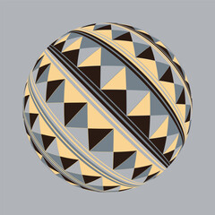 abstract 3d sphere with ring of diamond pattern in silver and gold shades