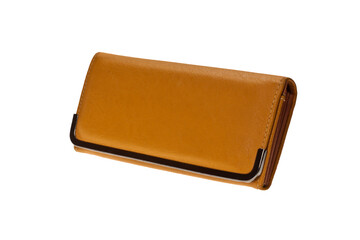 Woman yellow purse (wallet) isolated on the white background