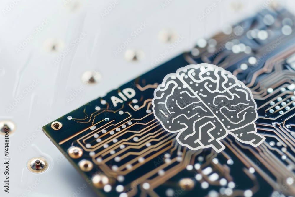 Poster ai brain chip performance optimization. artificial intelligence graphics processing unit mind big da
