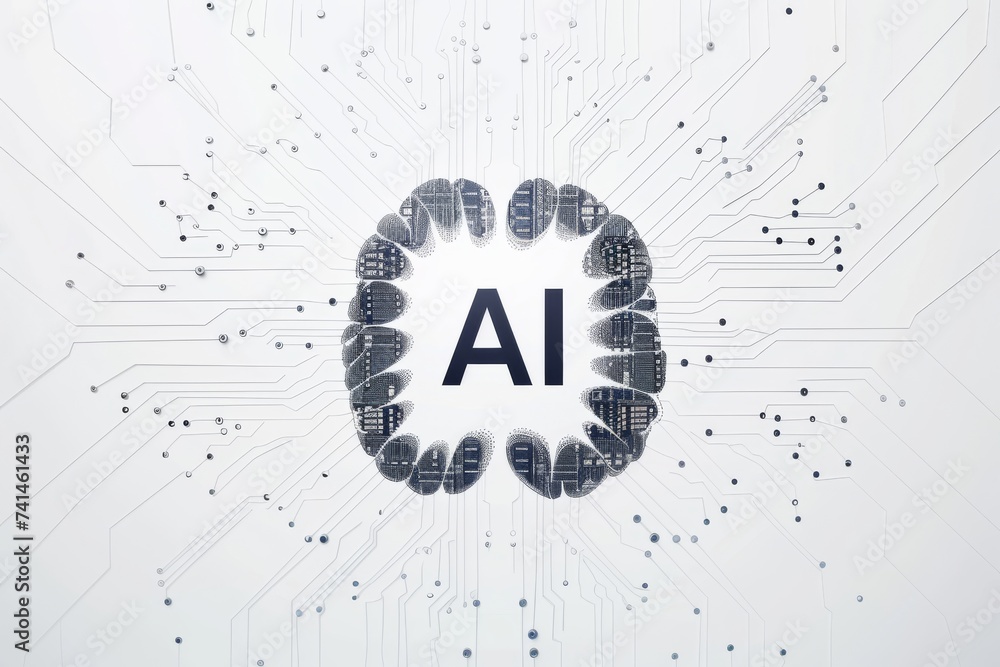 Poster ai brain chip solid state laser. artificial intelligence genetic algorithm mind occipital lobe axon.