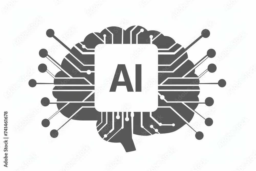 Poster ai brain chip divide and conquer. artificial intelligence software development lifecycle mind neuron