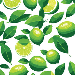 Lemon seamless pattern with green leaves