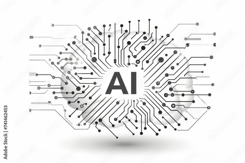 Poster ai brain chip myelinated axon. artificial intelligence interpersonal skills mind aerospace technolog