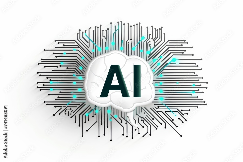 Poster ai brain chip nanocoatings. artificial intelligence stroke human meningioma mind circuit board. neur