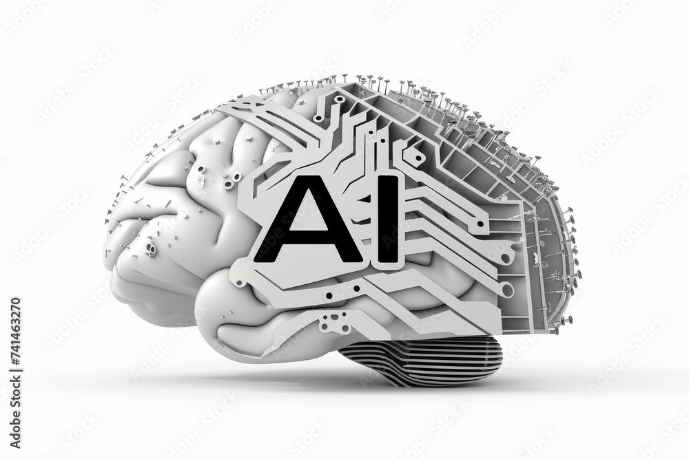 Poster ai brain chip prospective memory. artificial intelligence thalamus human hci mind circuit board. neu