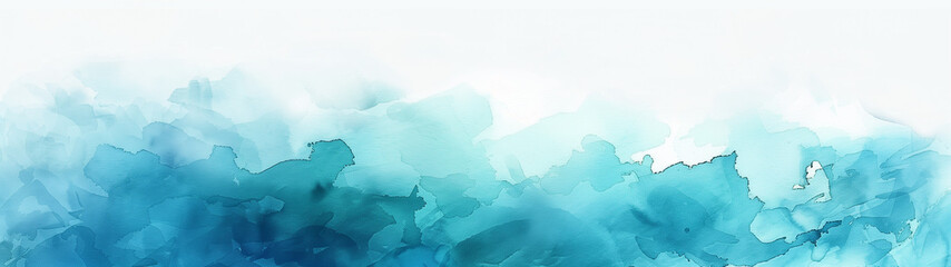 Serene Aqua Watercolor Mountainscape - obrazy, fototapety, plakaty