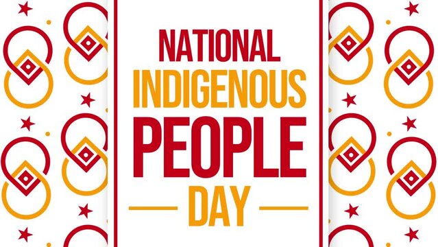 National Indigenous People Day 4K Animation with Colorful moving shapes and text in the center