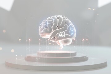 AI Brain Chip healthtech incubators. Artificial Intelligence profile picture mind visualization axon. Semiconductor deep learning circuit board natural language processing