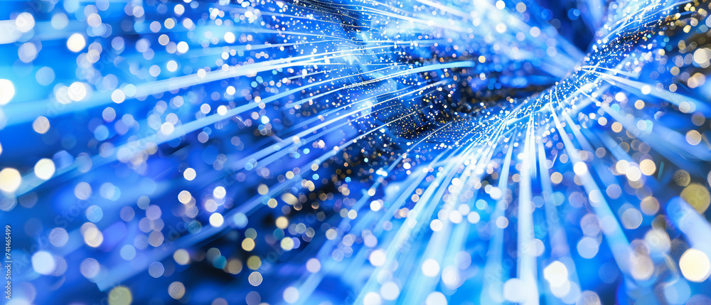 Poster an intricate web of fiber optic cables illuminating the path of global communication in a networked 
