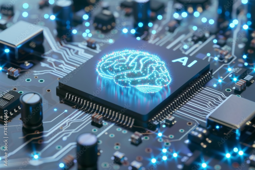 Aufkleber ai brain chip computed tomography. artificial intelligence neurosynaptic computing research mind cre