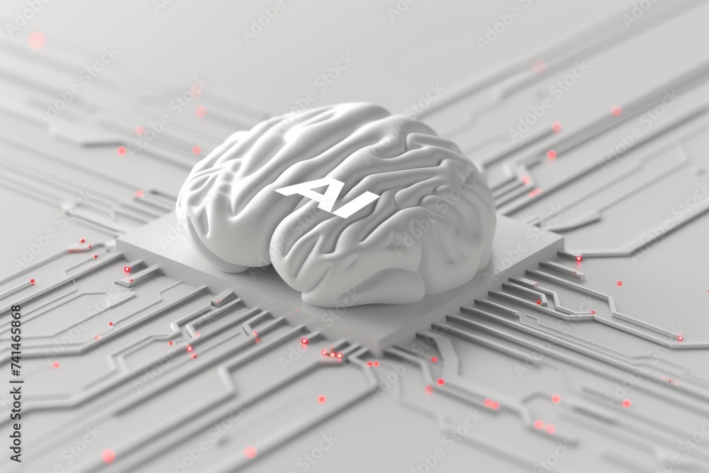 Poster ai brain chip branch and bound. artificial intelligence neural coding mind expansion cards axon. sem