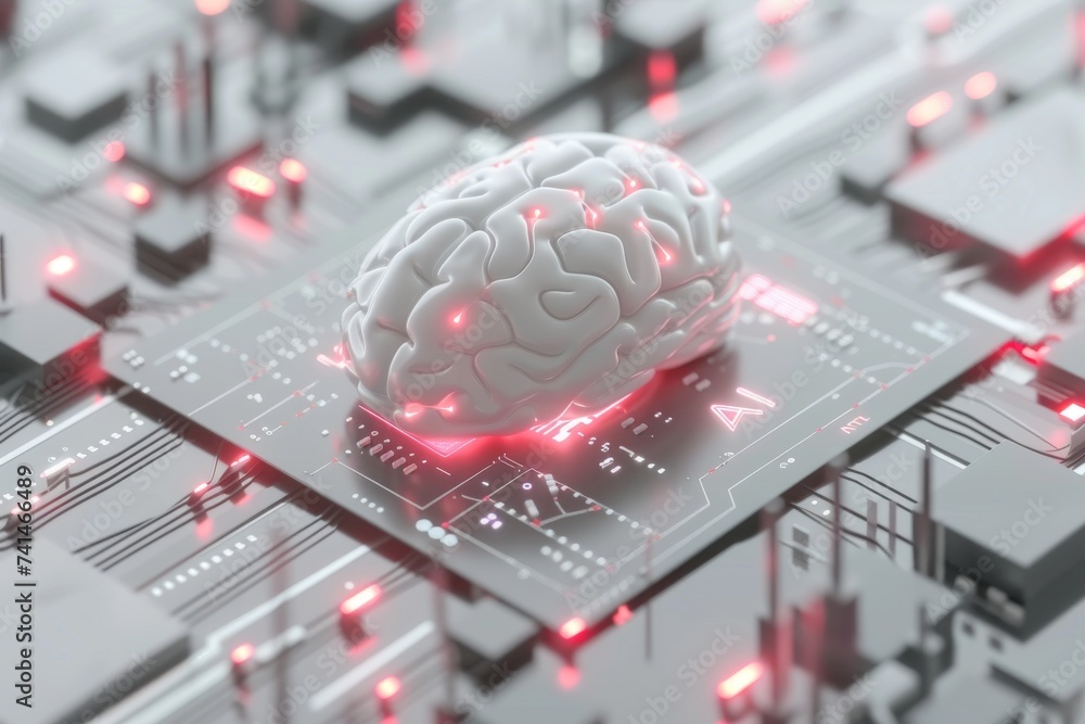 Poster ai brain chip white matter tracts. artificial intelligence health informatics mind bias axon. semico