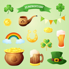 St. Patrick's Day vector design elements set. Vector illustration.