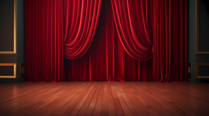 Performance stage with satin curtains