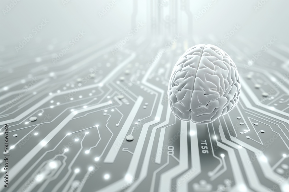 Poster ai brain chip anxiety disorders. artificial intelligence cloud management mind telemedicine axon. se