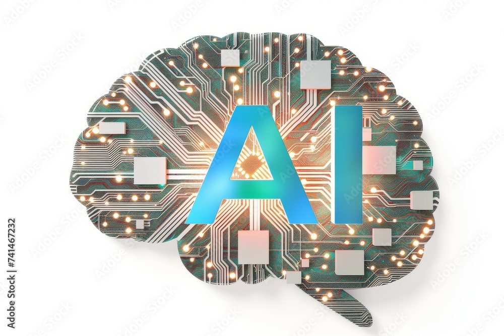 Poster ai brain chip mental health. artificial intelligence neuronal morphology mind data integration axon.