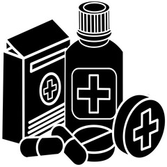 Pain killer silhouette for icon world health day theme isolated transparent