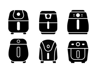 Vector icons of various air fryers