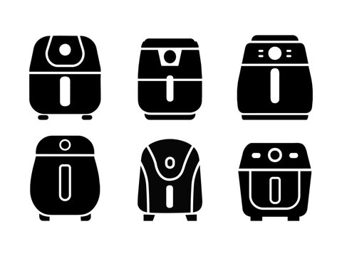 Vector icons of various air fryers