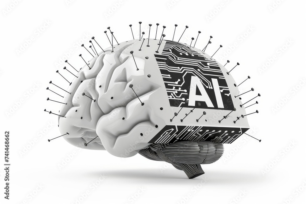Aufkleber ai brain chip hub network. artificial intelligence oligodendroglioma mind compound semiconductor axo