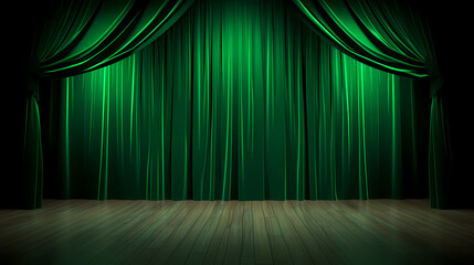 Performance stage with satin curtains