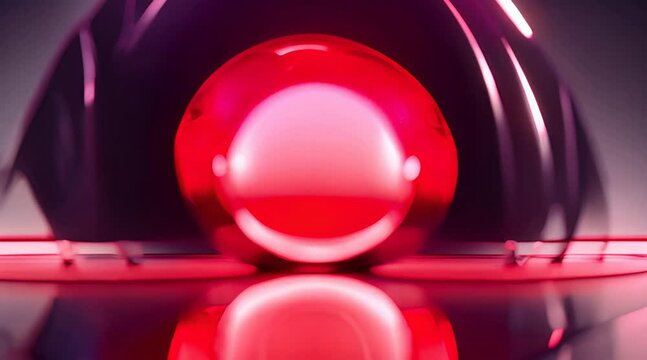 Modern red crystal ball gem futuristic and technology concept. Abstract contemporary vision of surreal future