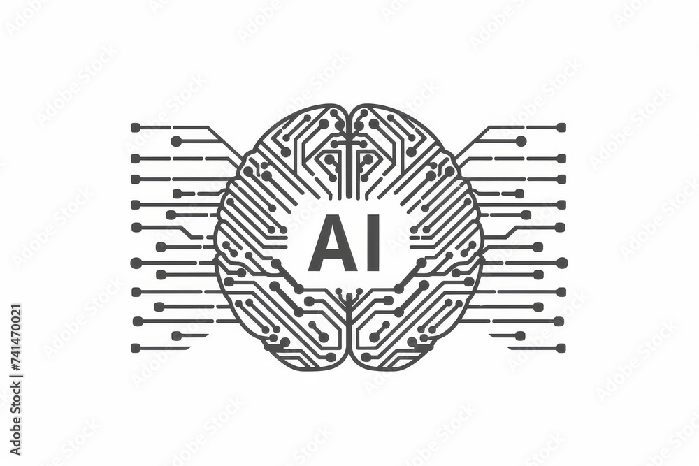 Aufkleber ai brain chip cmos battery. artificial intelligence software as a service mind positron emission tom