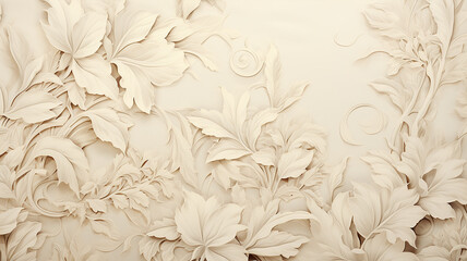 background backdrop floral ornament on a light beige wall - 741470027