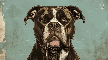 Stylized Digital Art of American Bully XL Dog