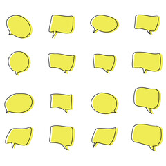 set of yellow speech bubbles vector