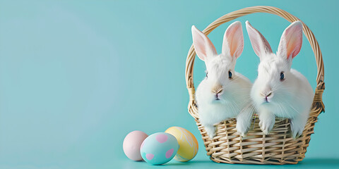 Banner of easter bunny with easter eggs