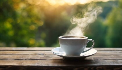 cup of coffee on a wooden table