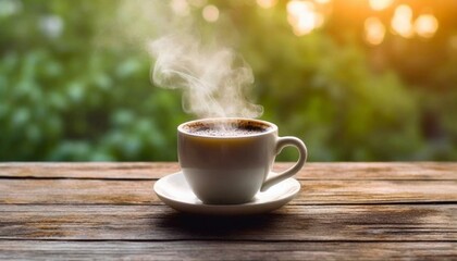 cup of coffee on a wooden table