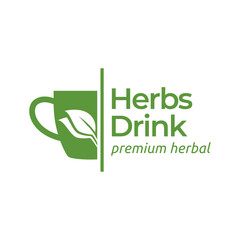 Herbs drink logo. Organic Drink Cup Logo Design Template