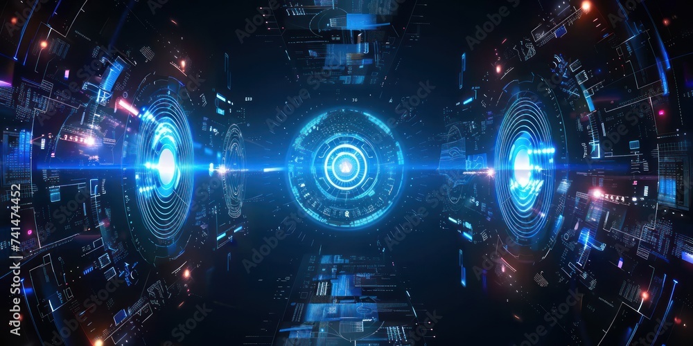 Poster realm of cutting edge digital technology background is stunning amalgamation of abstract concepts an