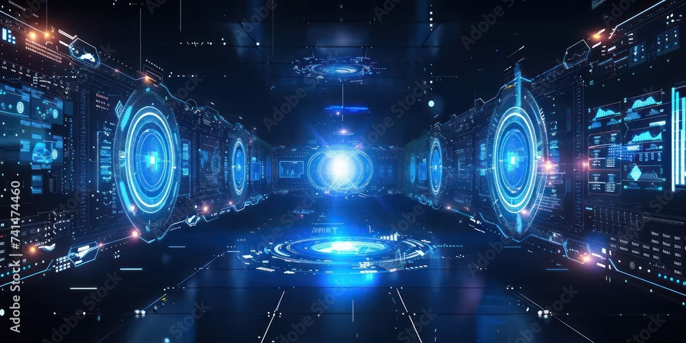 Poster realm of cutting edge digital technology background is stunning amalgamation of abstract concepts an