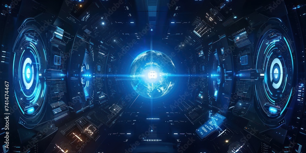 Poster realm of cutting edge digital technology background is stunning amalgamation of abstract concepts an