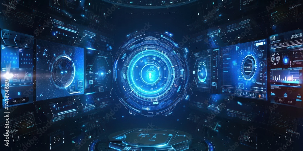 Poster realm of cutting edge digital technology background is stunning amalgamation of abstract concepts an
