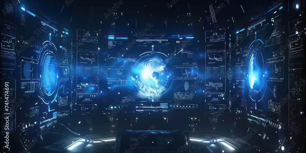 Poster realm of cutting edge digital technology background is stunning amalgamation of abstract concepts an
