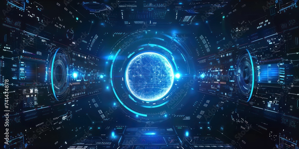Poster realm of cutting edge digital technology background is stunning amalgamation of abstract concepts an