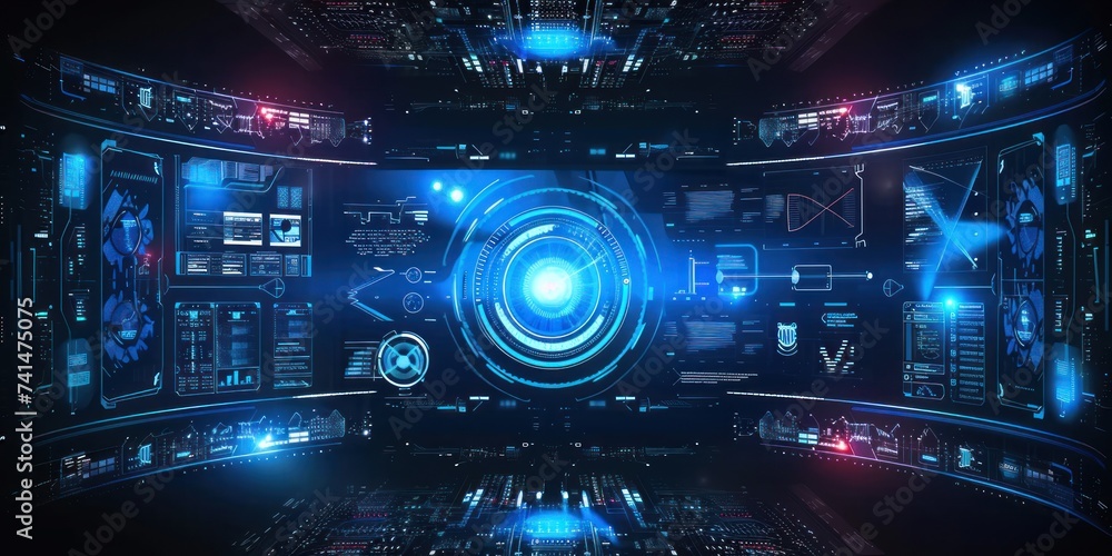 Poster realm of cutting edge digital technology background is stunning amalgamation of abstract concepts an