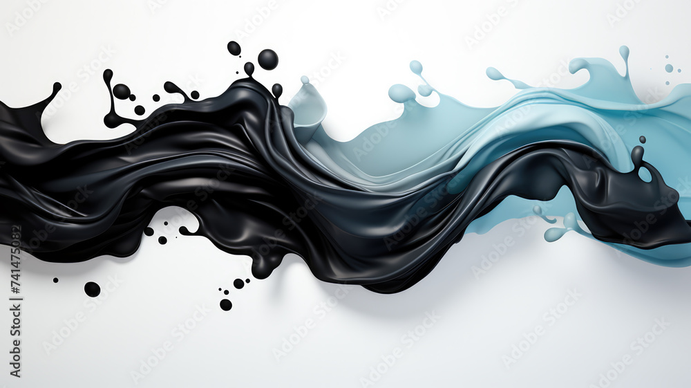 Canvas Prints Trendy black expressive splash. Abstract 3d style, inspired by acrylic art and waves energy. Luxury abstract background and wallpaper. Place for text. Composition for yours poster, cover, design