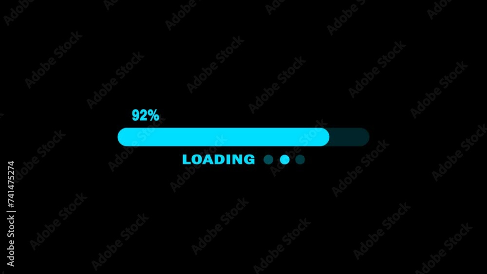 Poster animation of a blue progress bar, displaying the loading percentage on a black background.