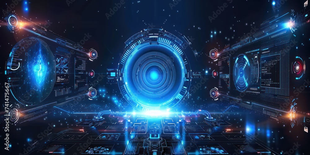 Poster realm of cutting edge digital technology background is stunning amalgamation of abstract concepts an