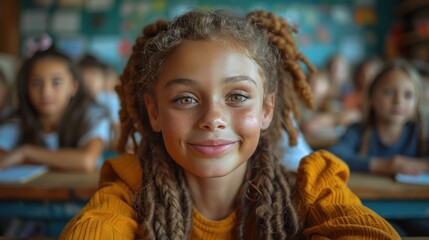 Girl students in the classroom