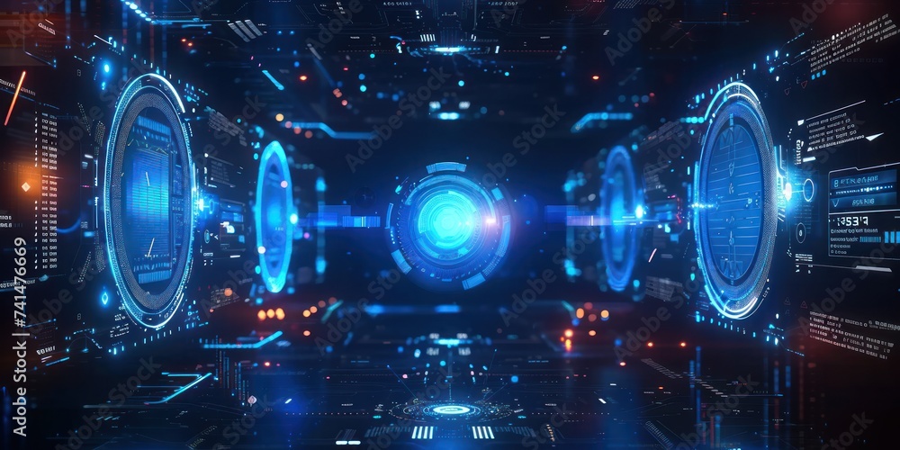 Poster realm of cutting edge digital technology background is stunning amalgamation of abstract concepts an